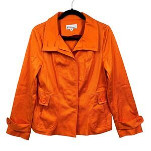 Elliott‎ Lauren Womens Jacket Collared Button Side Pockets Lightweight Orange 6